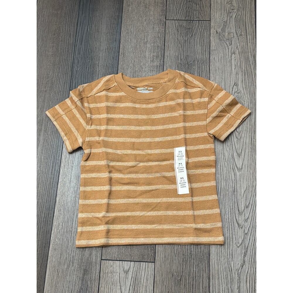 Cat and Jack Stripped Tan TShirt Size XSmall 4/5 NWT